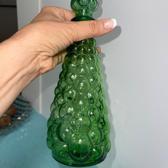 MCM Glasses Green Bubble Genie Bottle Decanter With Cordial Set of 6 - Picture 10 of 10